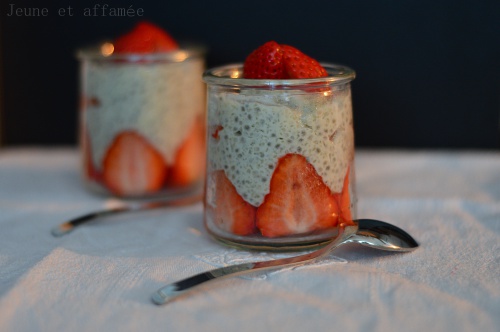 Mes verrines tapioca, fraises, lait d'amande et thé oolong