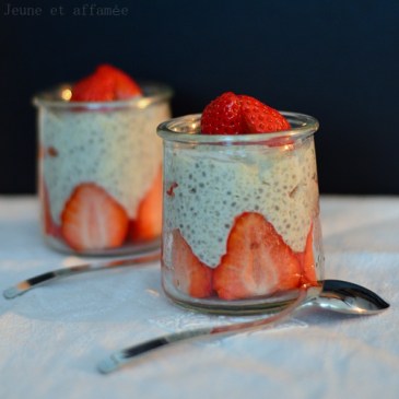 Mes verrines de tapioca fraise, lait d'amande et thé oolong