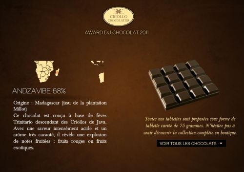 Tablettes de chocolat Criollo
