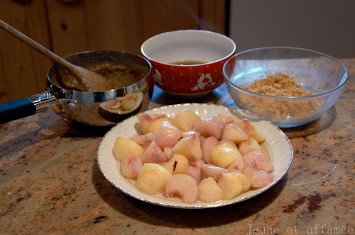 Verrines pêche-crème d'amande