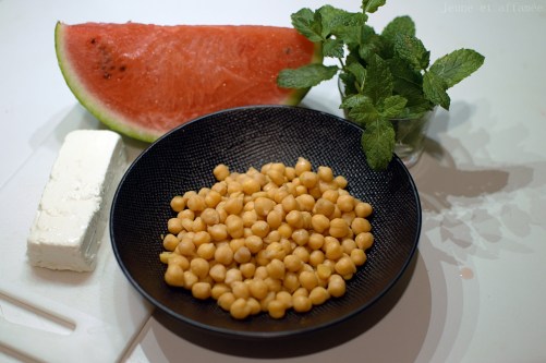 Salade pois chiches pastèque