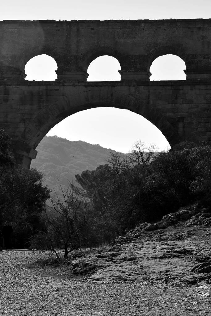 Pont du Gard en noir et blanc